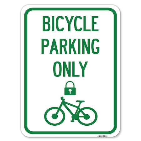Signmission Bicycle Parking W/ Cycle & Lock Heavy-Gauge Alum Rust Proof Parking Sign, 18" x 24", A-1824-24321 A-1824-24321